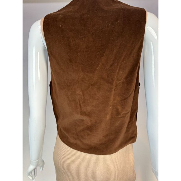 Vintage Brown Quilted Velvet Button-Up Vest Womens - Picture 4 of 16